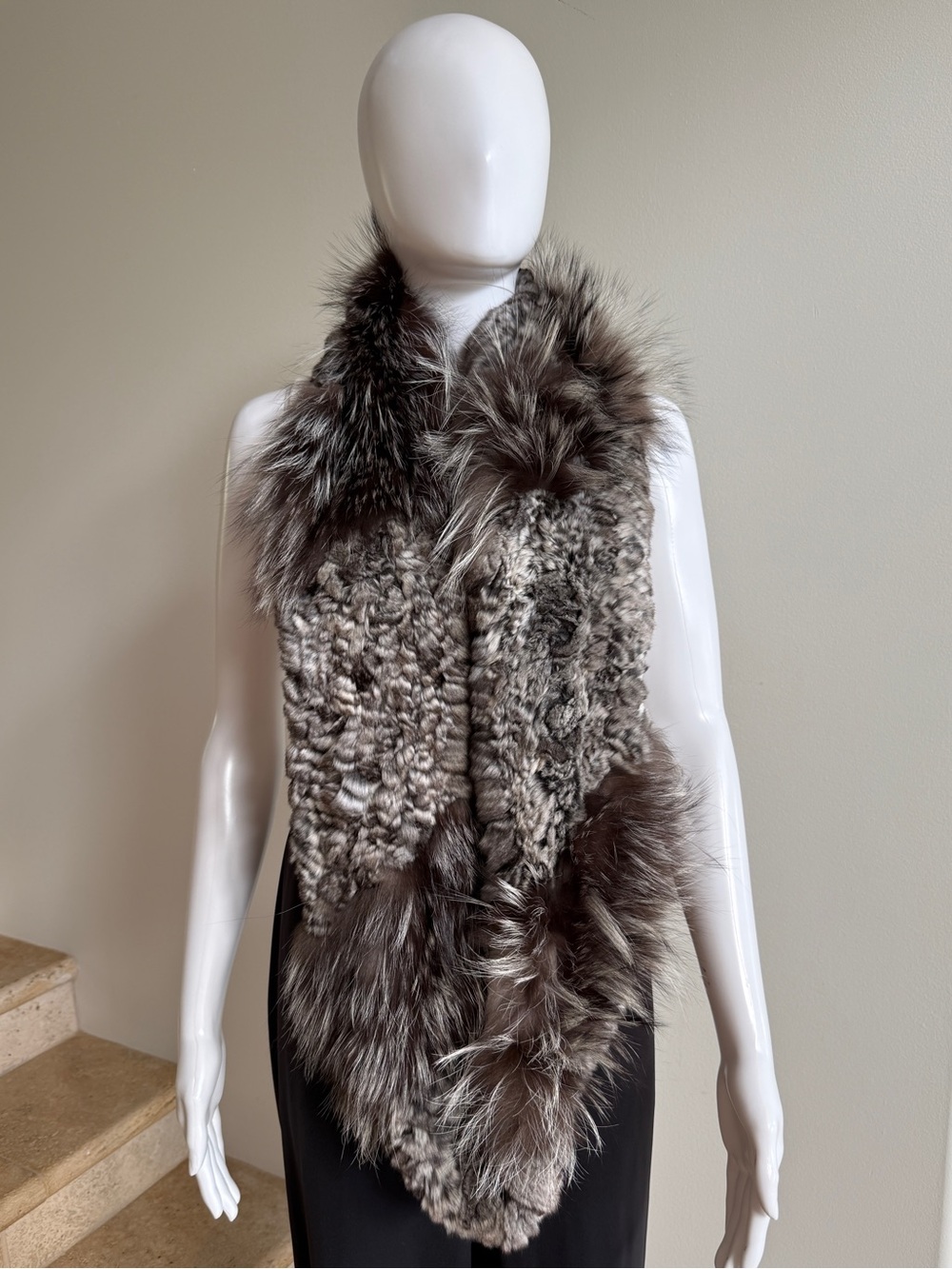 GORSKI Chincilla and Silver Fox Fur Infinity Scarf